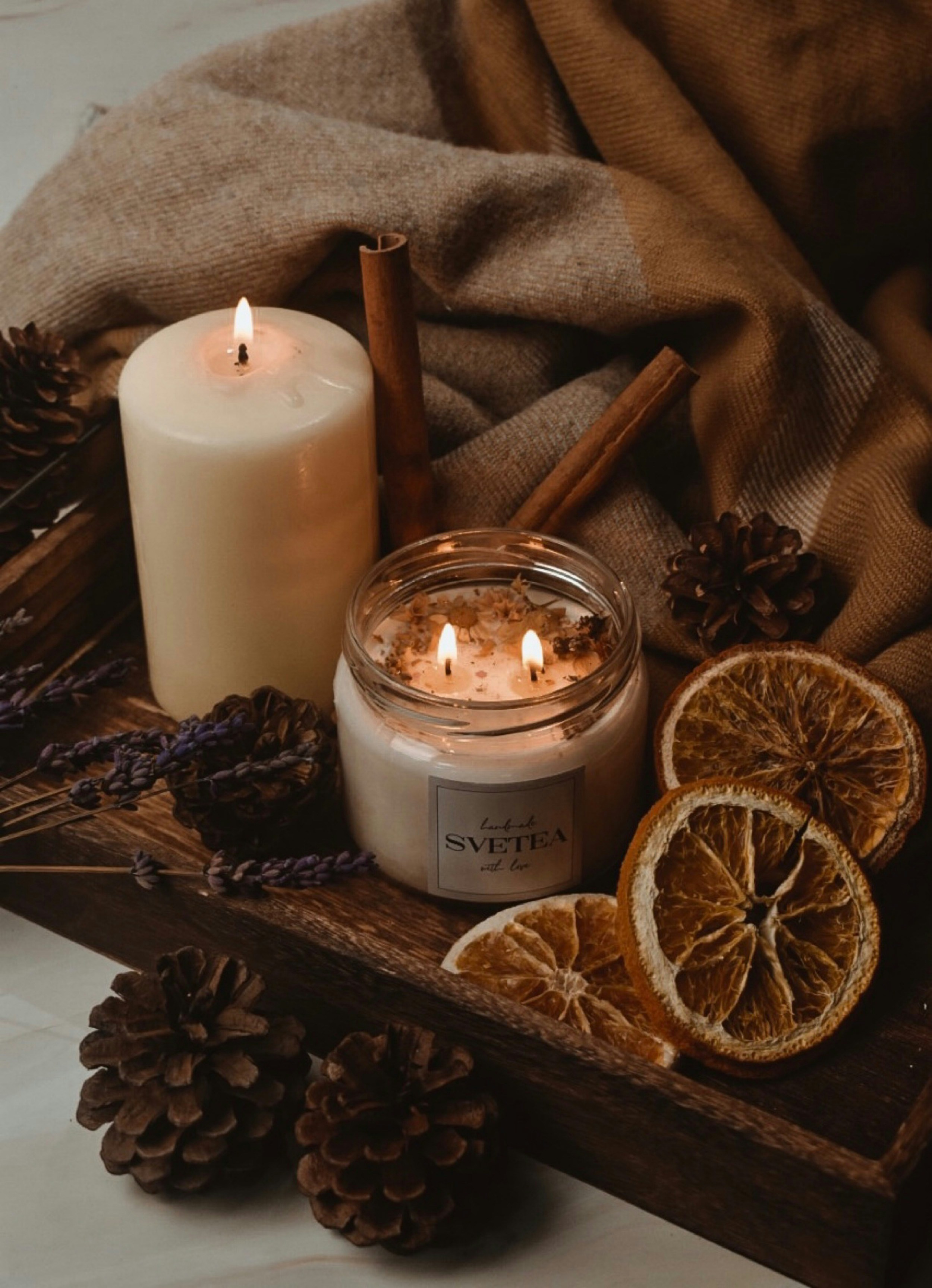 Velas botánicas con canela
